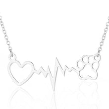Load image into Gallery viewer, Shuangshuo Cute Animal Vintage Jewelry Love Cats And Dogs Paws Heart Heartbeat Necklace Paw Dog Print Pendants Neckalce