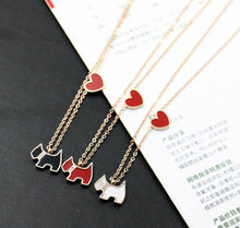 Load image into Gallery viewer, 2018 Lovely Dog & heart Necklace, Gift Jewelry Rose gold color Titanium Steel Cubic Zirconia pendant necklace,three colors