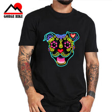 Load image into Gallery viewer, Parody Amstaff T Shirt Smiling Pit Bull In White Day Of The Dead Pitbull Sugar Skull Dog T-Shirt Cute Men Tee Shirt Beach Tshirt