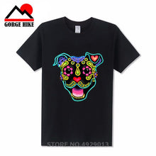 Load image into Gallery viewer, Parody Amstaff T Shirt Smiling Pit Bull In White Day Of The Dead Pitbull Sugar Skull Dog T-Shirt Cute Men Tee Shirt Beach Tshirt