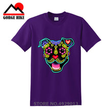 Load image into Gallery viewer, Parody Amstaff T Shirt Smiling Pit Bull In White Day Of The Dead Pitbull Sugar Skull Dog T-Shirt Cute Men Tee Shirt Beach Tshirt