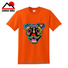 Load image into Gallery viewer, Parody Amstaff T Shirt Smiling Pit Bull In White Day Of The Dead Pitbull Sugar Skull Dog T-Shirt Cute Men Tee Shirt Beach Tshirt