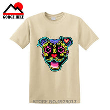 Load image into Gallery viewer, Parody Amstaff T Shirt Smiling Pit Bull In White Day Of The Dead Pitbull Sugar Skull Dog T-Shirt Cute Men Tee Shirt Beach Tshirt