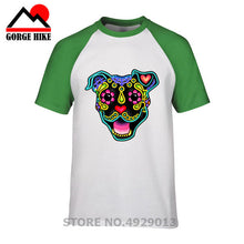 Load image into Gallery viewer, Parody Amstaff T Shirt Smiling Pit Bull In White Day Of The Dead Pitbull Sugar Skull Dog T-Shirt Cute Men Tee Shirt Beach Tshirt