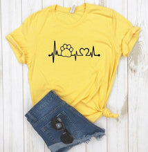 Load image into Gallery viewer, Paw Heartbeat Lifeline dog cat Women tshirt Cotton Casual Funny t shirt For Lady Girl Top Tee Hipster 6 Colors Drop Ship Z-1104
