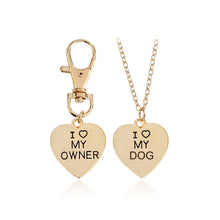 Load image into Gallery viewer, 2Pcs/Set Gold And Silver Heart I Love My Master Dog Necklace Keychain Fashion Animal Best Friend Pet Dog Charm Male Lady Jewelry