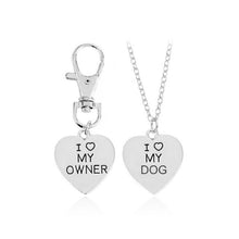 Load image into Gallery viewer, 2Pcs/Set Gold And Silver Heart I Love My Master Dog Necklace Keychain Fashion Animal Best Friend Pet Dog Charm Male Lady Jewelry