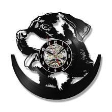 Load image into Gallery viewer, Hollow Rottweiler Dog 3D LED Lighting Wall Clock Modern Design Vinyl Record Clock Amimal Silhouette Room Decor Hanging Clock