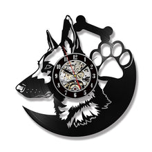 Load image into Gallery viewer, Hollow Rottweiler Dog 3D LED Lighting Wall Clock Modern Design Vinyl Record Clock Amimal Silhouette Room Decor Hanging Clock