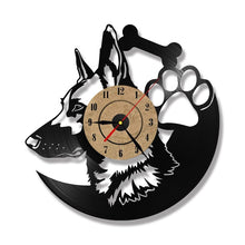 Load image into Gallery viewer, Hollow Rottweiler Dog 3D LED Lighting Wall Clock Modern Design Vinyl Record Clock Amimal Silhouette Room Decor Hanging Clock