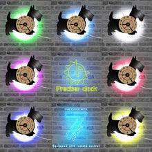 Load image into Gallery viewer, Hollow Rottweiler Dog 3D LED Lighting Wall Clock Modern Design Vinyl Record Clock Amimal Silhouette Room Decor Hanging Clock