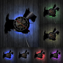 Load image into Gallery viewer, Scottie Dog Wall Clock Scottish Terrier Dog Breed Vinyl Record Wall Clock Personalized Puppy Pet Home Decor Dog Lover Gift
