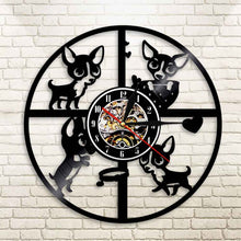 Load image into Gallery viewer, Chihuahua Dog Silhouette Led Backlight Modern Animals Vinyl Record Wall Clock Home Decorative Handmade Gift For Dog Lover