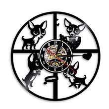 Load image into Gallery viewer, Chihuahua Dog Silhouette Led Backlight Modern Animals Vinyl Record Wall Clock Home Decorative Handmade Gift For Dog Lover