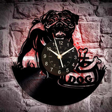 Load image into Gallery viewer, Modern Design Cute English Bulldog Pug Dog Puppy Animal Wall Clock Decoration Vinyl Record Wall Clock