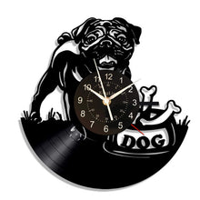 Load image into Gallery viewer, Modern Design Cute English Bulldog Pug Dog Puppy Animal Wall Clock Decoration Vinyl Record Wall Clock