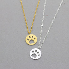 Load image into Gallery viewer, Cute Pets Dogs Footprints Pendant Necklaces Pendants Stainless Steel Jewelry For Women Cat Paw Footmark Round Necklace Bff Gift