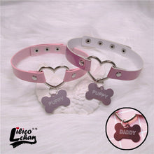 Load image into Gallery viewer, 2020 New Pink Peach Heart Dog bone shape DADDY&PUPPY Choker Short Clavicle Necklaces Fashion Jewelry For Girl Cute Jewelry DDLG