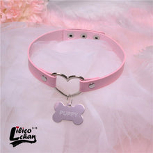 Load image into Gallery viewer, 2020 New Pink Peach Heart Dog bone shape DADDY&PUPPY Choker Short Clavicle Necklaces Fashion Jewelry For Girl Cute Jewelry DDLG