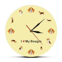 Load image into Gallery viewer, I Love My Beagle Cartoon Wall Clock English Beagle Puppy Dog Wall Art Silent Quartz Clock Wall Watch Beagle Mom Pet Lover Gift