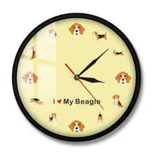 Load image into Gallery viewer, I Love My Beagle Cartoon Wall Clock English Beagle Puppy Dog Wall Art Silent Quartz Clock Wall Watch Beagle Mom Pet Lover Gift