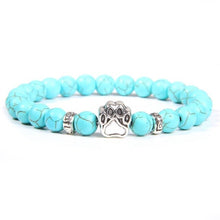 Load image into Gallery viewer, Natural Stone Paw Print Charm Bracelet Homme Femme Pet Round Beaded Bracelets Cat Dog Lovers Jewelry Bracelets Gifts