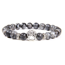 Load image into Gallery viewer, Natural Stone Paw Print Charm Bracelet Homme Femme Pet Round Beaded Bracelets Cat Dog Lovers Jewelry Bracelets Gifts