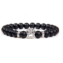 Load image into Gallery viewer, Natural Stone Paw Print Charm Bracelet Homme Femme Pet Round Beaded Bracelets Cat Dog Lovers Jewelry Bracelets Gifts