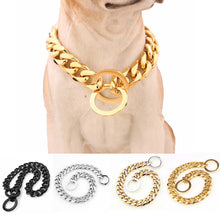 Load image into Gallery viewer, 15mm Strong Various Color Stainless Steel Dog Collar Dogs Training Choke Chain Collars for Large Dogs Pitbull Bulldog Necklace
