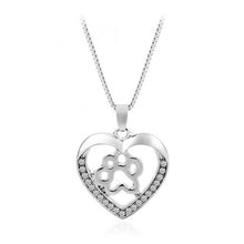 Load image into Gallery viewer, Shellhard Crystal Rhinestone Pendant Chain Necklace Silver Color Dog Puppy Paw Footprint Necklaces Love Animal Pet Jewelry