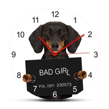 Load image into Gallery viewer, Criminal MugShot Dog Wall Clock With Custom Dog Name Funny Prison Puppy Portrait Clock Dog Lover Gift Veterinarian Decoration