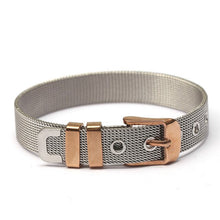 Load image into Gallery viewer, BRACE CODE Stainless Steel Mesh Keeper Bracelets Set for Women With Charm Aircraft & Dog Claw Pandoro Bracelets Lovers Wife Gift