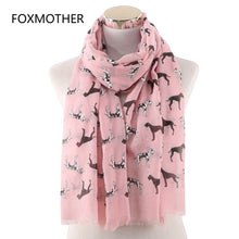 Load image into Gallery viewer, FOXMOTHER New White Pink Dalmatian Dog Scarfs Foulard Femme Bufanda Mujer Dog Scarves Women Dog Lover Gifts Mom