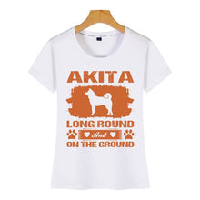 Load image into Gallery viewer, Tops T Shirt Women akita dog long round and on the ground Humor White Cotton Female Tshirt