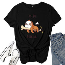 Load image into Gallery viewer, Women's T-shirt Just Do Nothing Printed Tops Tees Harajuku Korean Clothes Tshirt Dog Lying On Tree Cute Graphic T Shirt