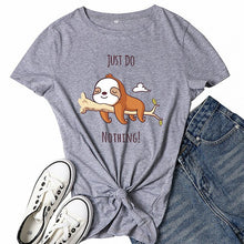 Load image into Gallery viewer, Women's T-shirt Just Do Nothing Printed Tops Tees Harajuku Korean Clothes Tshirt Dog Lying On Tree Cute Graphic T Shirt