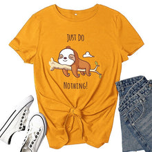 Load image into Gallery viewer, Women's T-shirt Just Do Nothing Printed Tops Tees Harajuku Korean Clothes Tshirt Dog Lying On Tree Cute Graphic T Shirt
