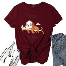 Load image into Gallery viewer, Women's T-shirt Just Do Nothing Printed Tops Tees Harajuku Korean Clothes Tshirt Dog Lying On Tree Cute Graphic T Shirt