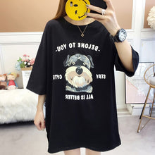 Load image into Gallery viewer, Women Casual Loose Half Sleeve Tshirt Female Cotton Dog Cartoon Graphic T-shirt Tumblr Clothing O Neck Tee Shirt Tops for Lady