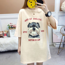 Load image into Gallery viewer, Women Casual Loose Half Sleeve Tshirt Female Cotton Dog Cartoon Graphic T-shirt Tumblr Clothing O Neck Tee Shirt Tops for Lady