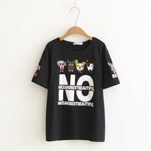 Load image into Gallery viewer, Plus size short sleeve women t shirt 2017 black & gray t-shirt O-Neck dog letter Print women tops tshirt summer tee shirt femme