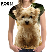 Load image into Gallery viewer, FORUDESIGNS Brand Designer Wome T Shirt Funny 3D Dog Yorkshire Terrier Printed Girl Tshirts Fashion O Neck Short Sleeve Tops Tee