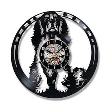 Load image into Gallery viewer, LED Hollow Cavalier King Charles Spaniel Dog 3D Record Wall Clock Modern Wall Art Vinyl Amimal Silhouette Kids Room Decor