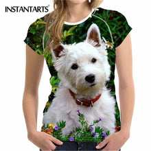 Load image into Gallery viewer, INSTANTARTS Women's Clothing Comfortable Women Short Sleeved T-shirt 3D Cute Dog Print West Highland White Terrier Summer Tshirt