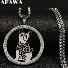 Load image into Gallery viewer, 2019 Fashion Bull Terrier Crystal Stainless Steel Necklaces for Women Silver Color Dog Necklace Jewelry collier femme N186729