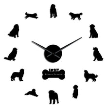 Load image into Gallery viewer, Bernese Mountain Dog Frameless Wall Clock Berner Sennenhund DIY Giant Wall Clock Bernese Cattle Dog Home Deocr Large Wall Watch