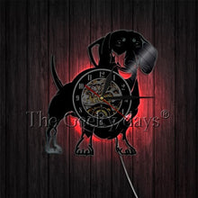 Load image into Gallery viewer, Dachshund Dog Vinyl Wall Clock Dog Puppy Animal Clock Wirehaired Dachshund Pet Shop Wall Art Decor Gift For Pet Lover