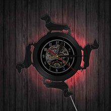 Load image into Gallery viewer, Dachshund Dog Vinyl Wall Clock Dog Puppy Animal Clock Wirehaired Dachshund Pet Shop Wall Art Decor Gift For Pet Lover