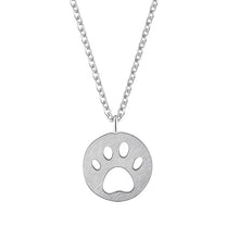 Load image into Gallery viewer, Cute Pets Dogs Footprints Pendant Necklaces Pendants Stainless Steel Jewelry For Women Cat Paw Footmark Round Necklace Bff Gift