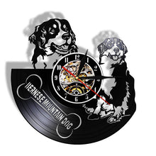 Load image into Gallery viewer, Cute Bernese Mountain Dog Clock Animal Mute Mechanism Vinyl Wall Decor Bernese Mountain Dog Pet Dog Lovers to the Dear Friends